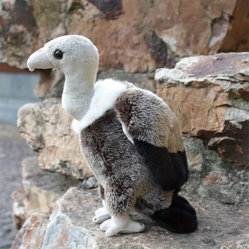 Realistic Vulture Plush Toy Durable Soft Grey Stuffed Animal
