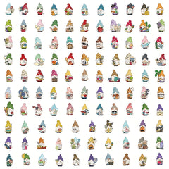 100pcs Waterproof Gnome Stickers for Laptop Water Bottle Scrapbooking