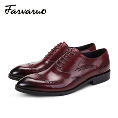 FARWARWO Men's Wingtip Brogue Leather Dress Shoes