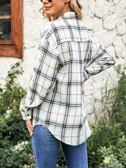 Plaid Button Front Pocket Shirt Long Sleeve Casual Shirt