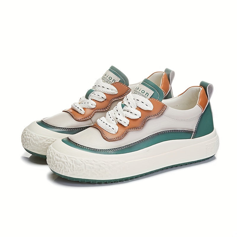 Women's Contrast Board Shoes Leisure Lace Up Outdoor Sneakers Soft Comfortable