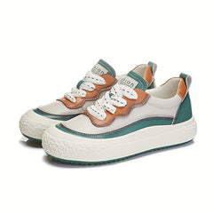 Women's Contrast Board Shoes Leisure Lace Up Outdoor Sneakers Soft Comfortable