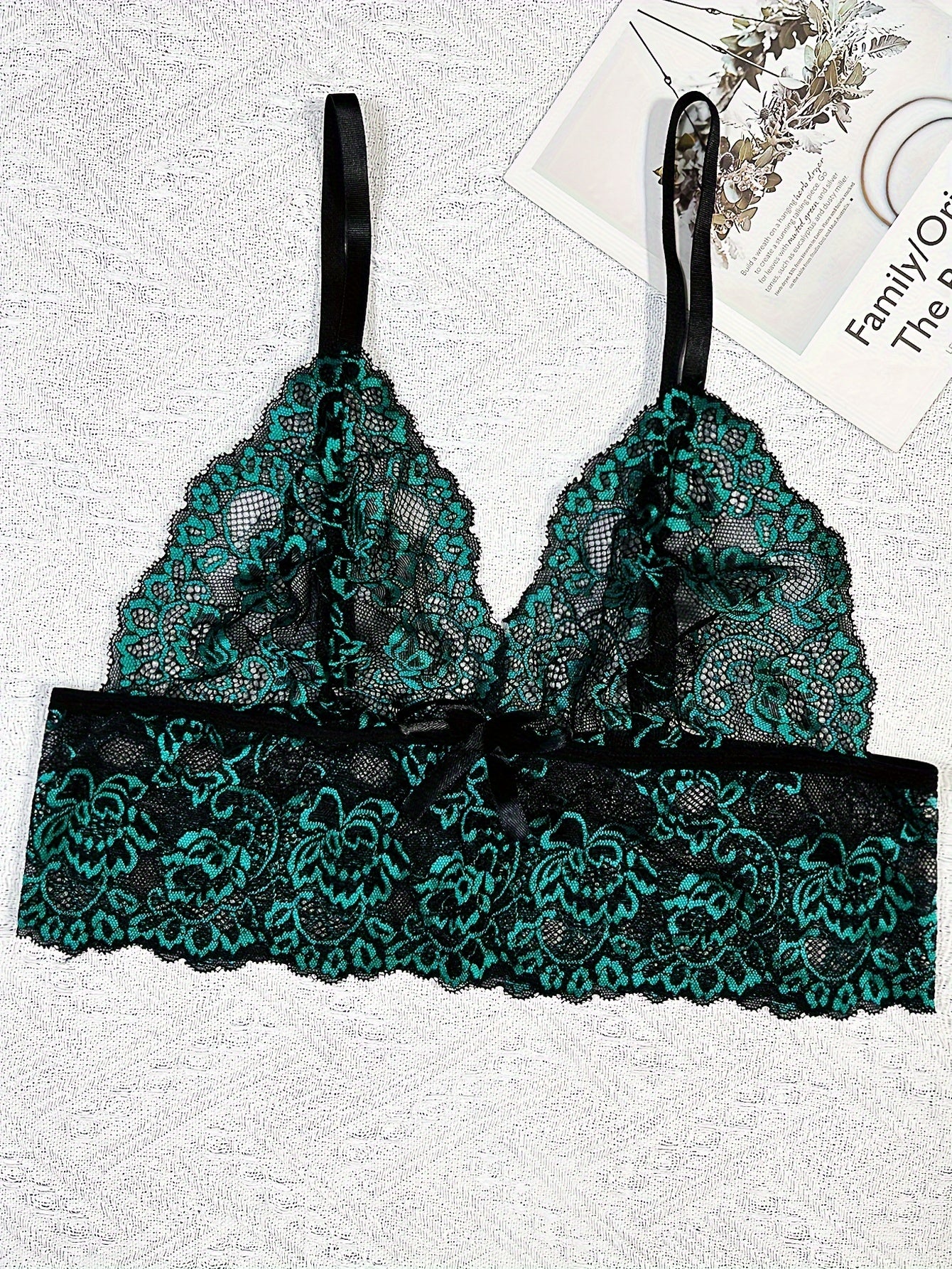 Floral Lace Lingerie Set V Neck Cami Top & Satin Shorts
