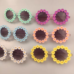 Girls Daisy Sunglasses Round Frame UV Protection Travel Outdoor Kids Accessory