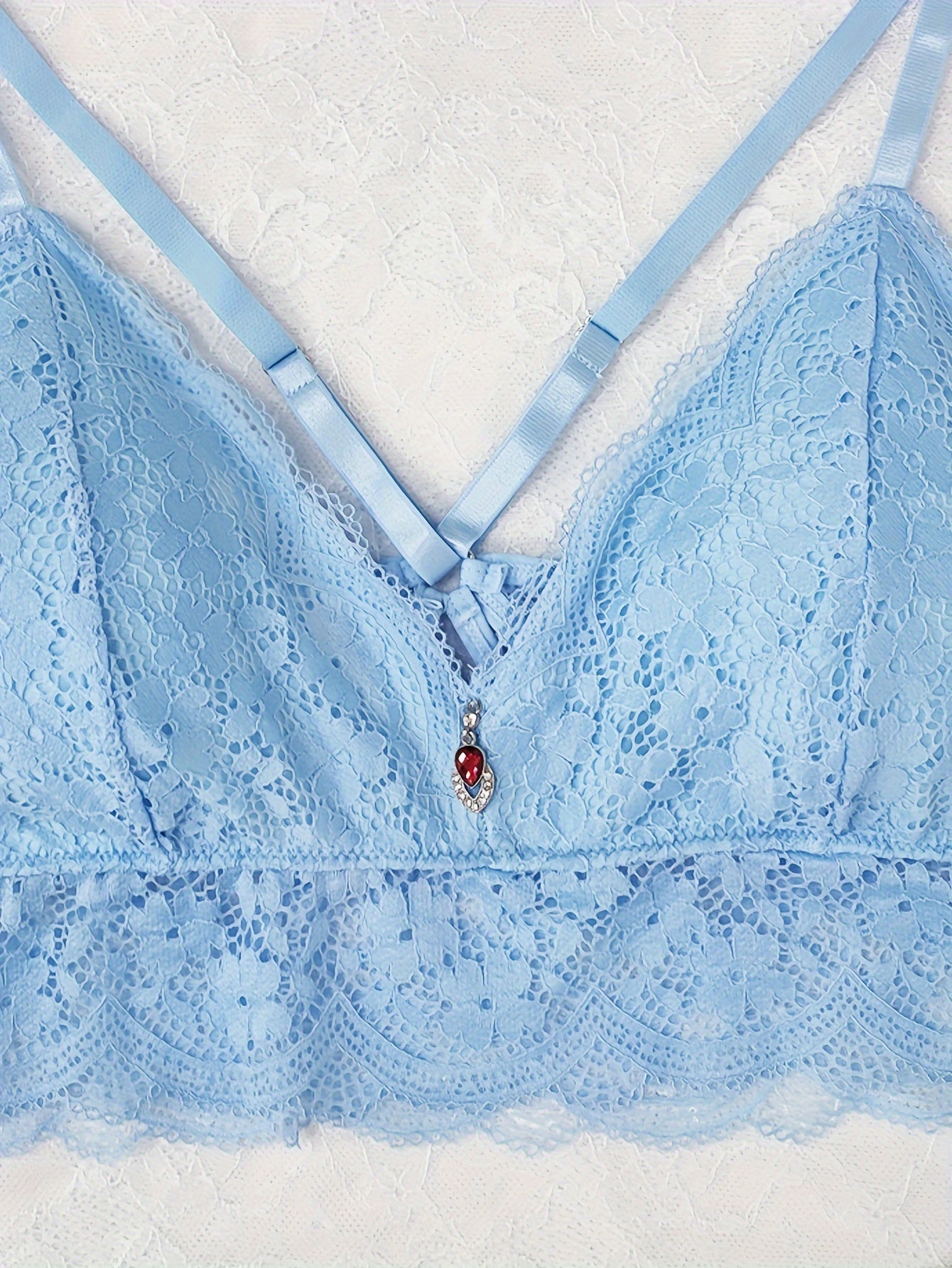  Sexy Lace Trim Bralette Linked Solid Bra