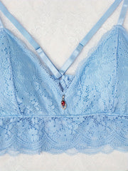  Sexy Lace Trim Bralette Linked Solid Bra