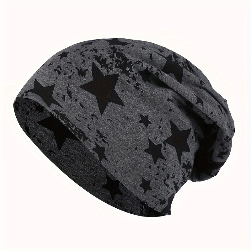Unisex Double Layer Thin Beanie Hat with Pentagram Pattern