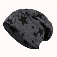 Unisex Double Layer Thin Beanie Hat with Pentagram Pattern