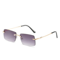 Stylish Ombre Lens Rimless Glasses Vintage Square Sunglasses For Women