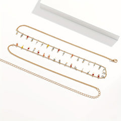 Boho Colorful Beads Waist Chain Single Layer Belly Chain Beach Bikini Chains