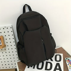 Solid Travel Backpack Lightweight Nylon School Bag Preppy Style Laptop