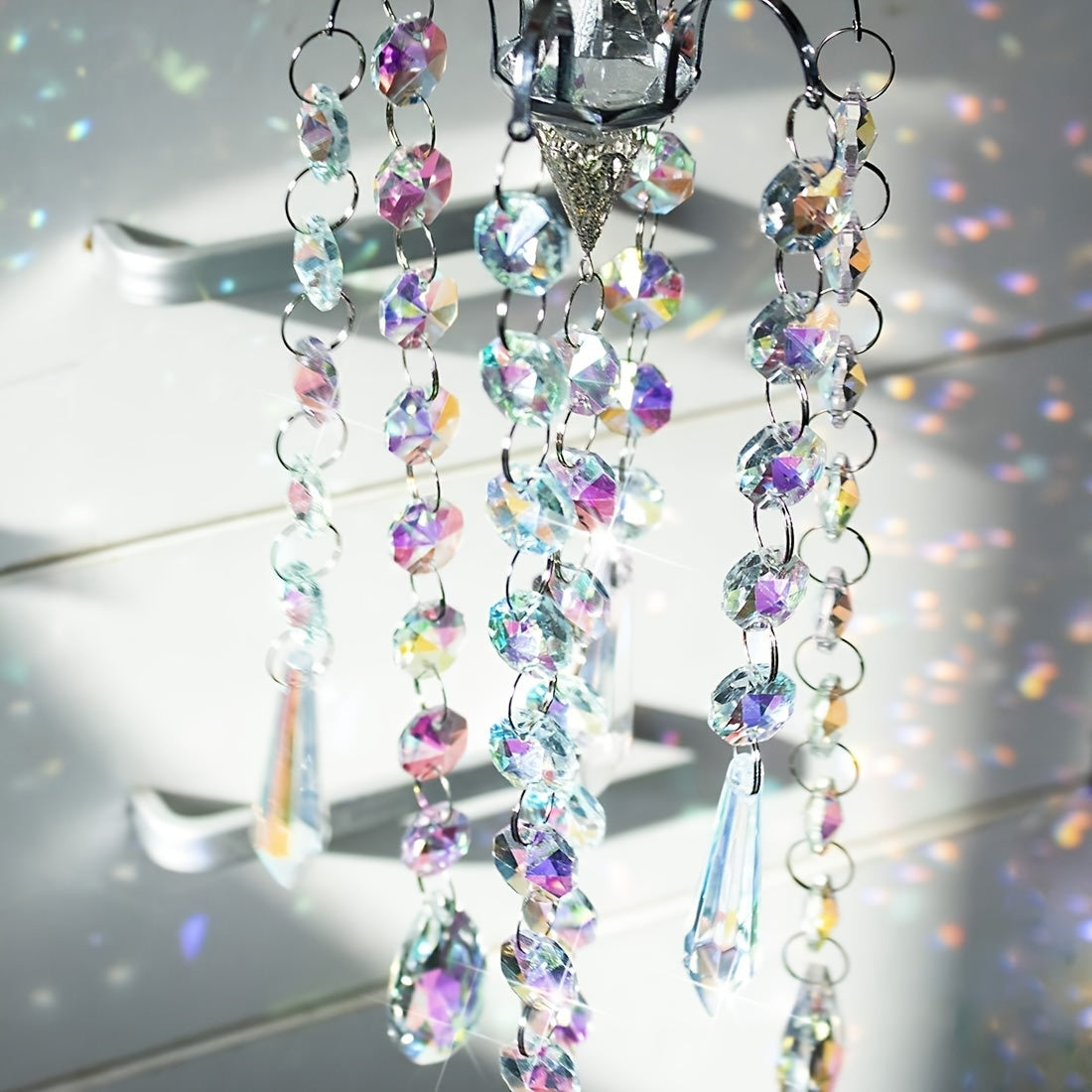 Crystal Chandelier Wind Chimes AB Coating Prisms Suncatcher Pendant