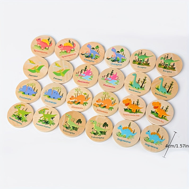 Wooden Dinosaur Memory Matching Game - Fun Toy for Kids