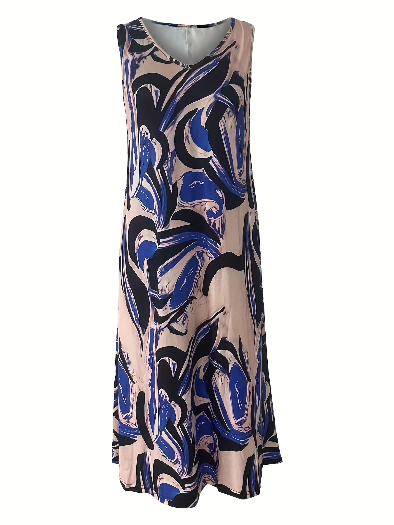 Women's Plus Random Print V Neck Maxi Tank Dress