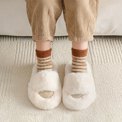 Boy's Striped Crew Socks Breathable Nylon Blend Plush Casual Style Unisex Socks