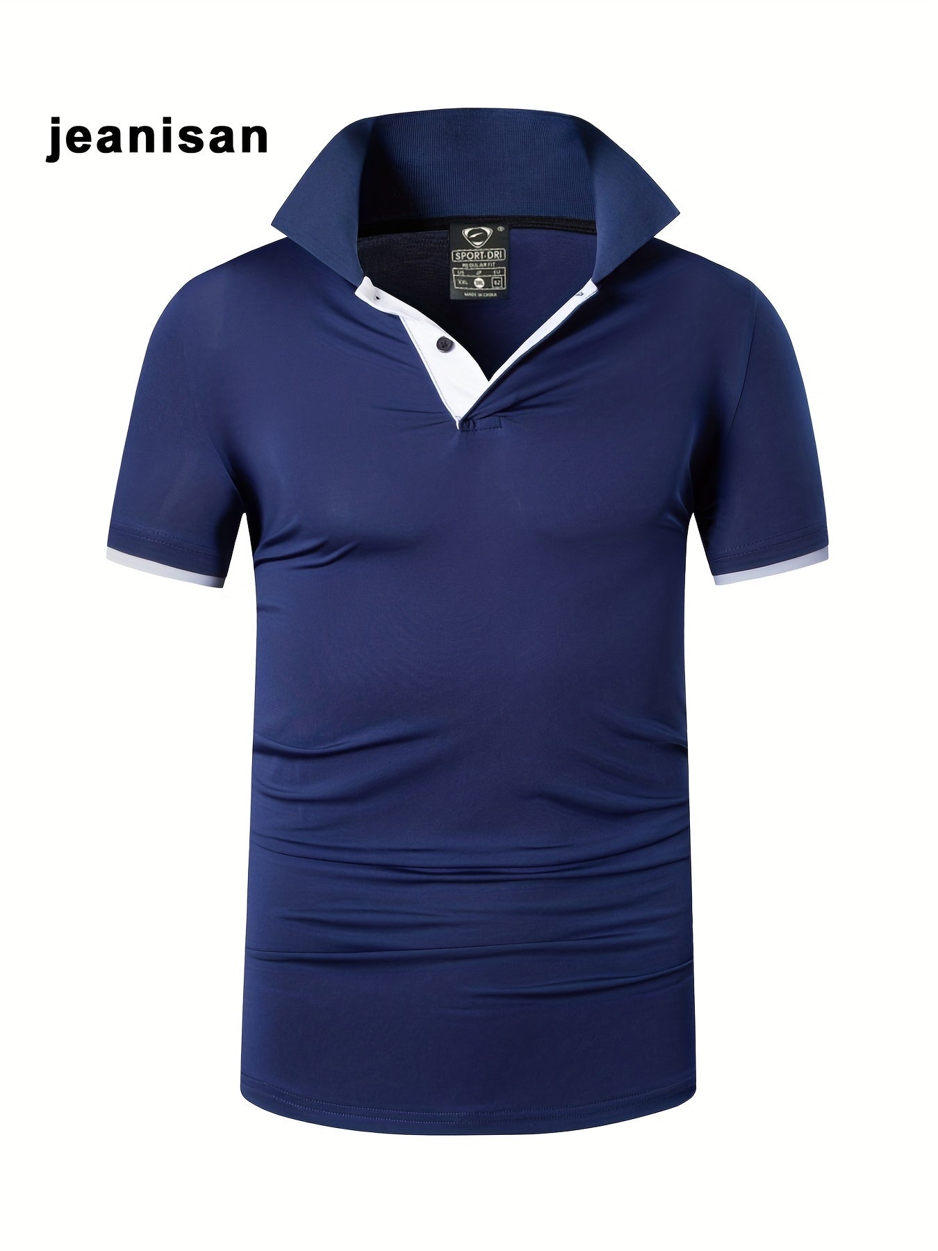 Men's Solid Sport Polo Shirt Quick Dry Active Mid Stretch Lapel Button Up