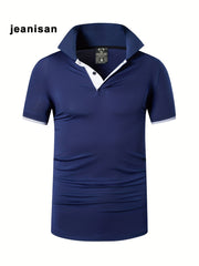 Men's Solid Sport Polo Shirt Quick Dry Active Mid Stretch Lapel Button Up