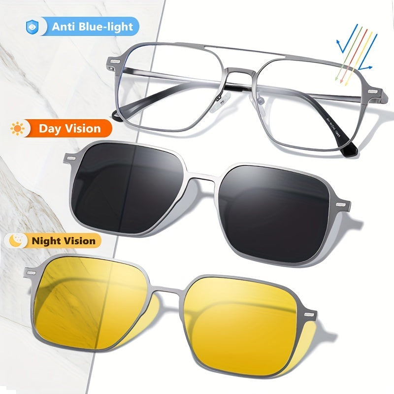 3-in-1 Magnet Clip Sunglasses for Men Women Polarized UV400