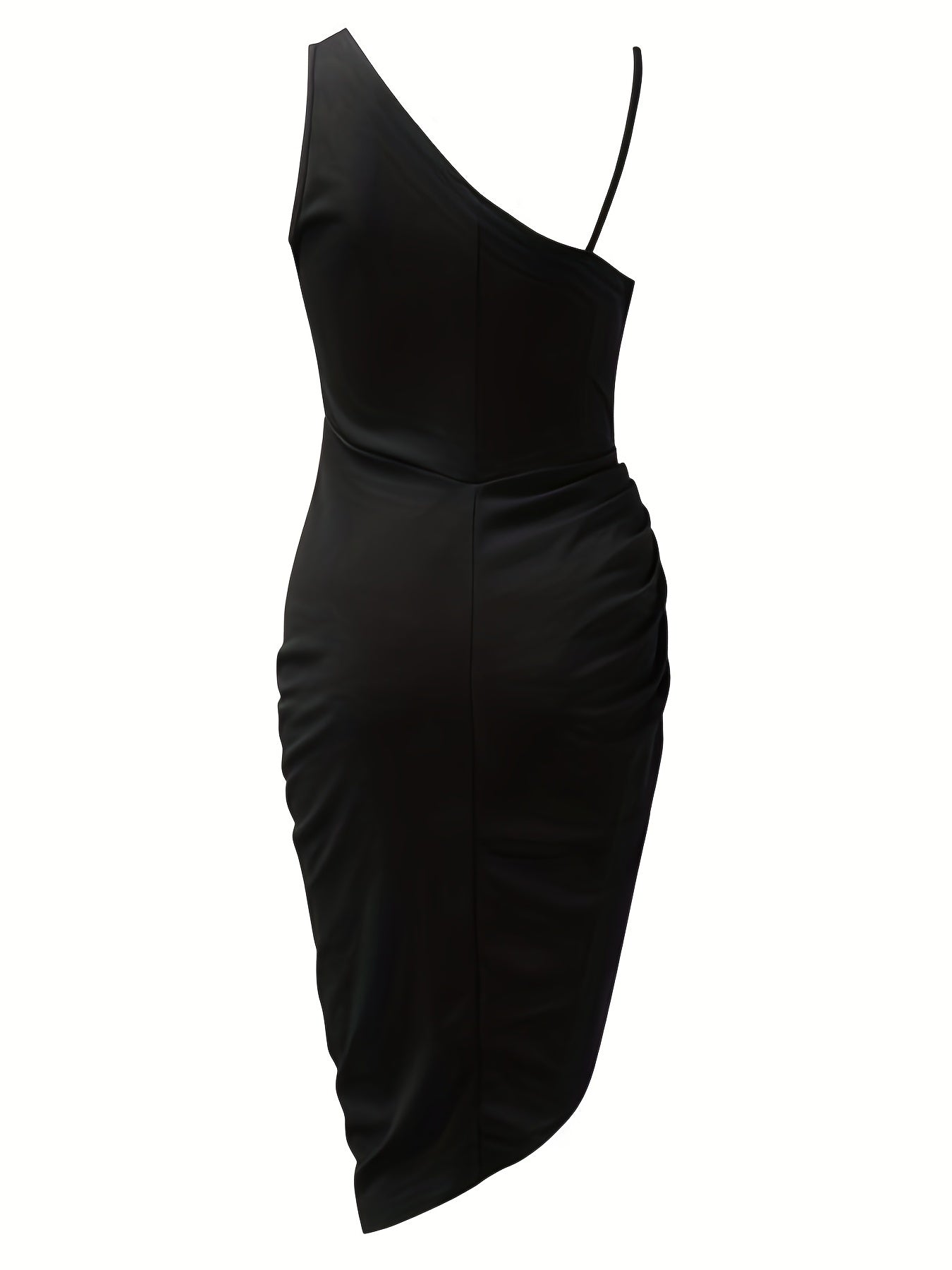 Sequined Ruched Asymmetrical Dress Sleeveless Bodycon Dress