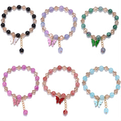 Beaded Butterfly Charm Bracelet Glass Sweet Jewelry Gift Yoga Meditation