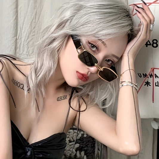 Y2K Rectangle Metal Sunglasses UV400