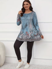 Plus Size Floral & Geometric Print Tunic Top & Leggings Set
