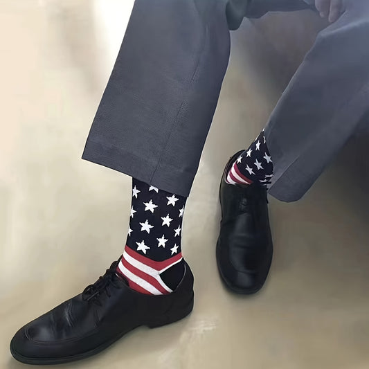 Men's American Flag Crew Socks x2 - Breathable & Comfy