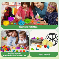 Fruit Theme Counting & Sorting Game with Bowl, Spoons & Balls