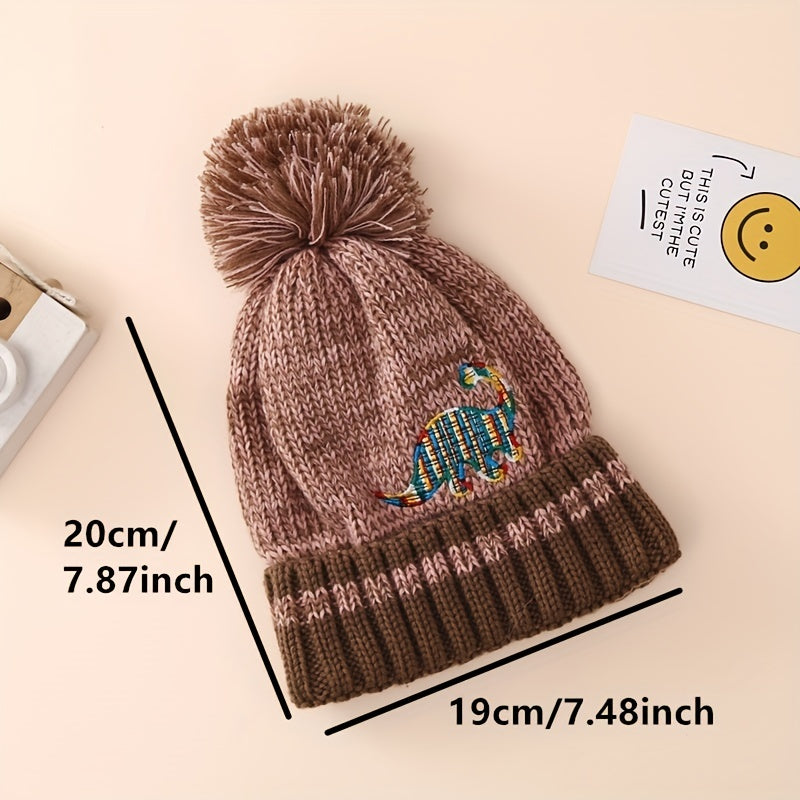 Kids Dinosaur Beanie Hat - Warm Knitted Hat for Boys & Girls