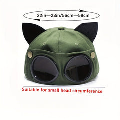 Cat Ears Aviator Glasses Baseball Cap Peaked Cap Unisex Cat Ear