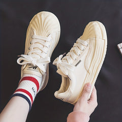 Women's Platform Canvas Sneakers Lace Up Board Shoes
