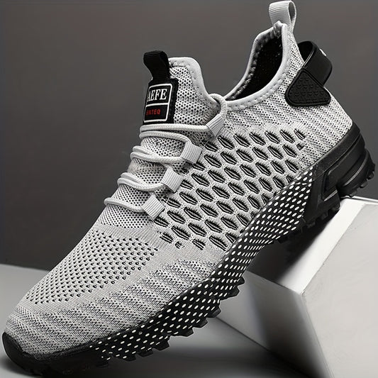 Men's Geometric Print Mesh Sneakers Outdoor Running Shoes