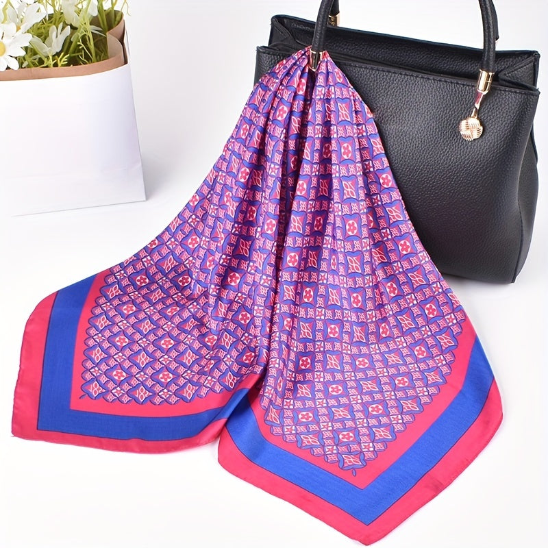 Geometric Floral Bandana Silk Scarf Solid Satin Shawl Neckerchief