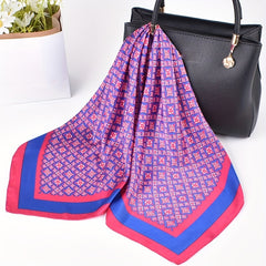 Geometric Floral Bandana Silk Scarf Solid Satin Shawl Neckerchief