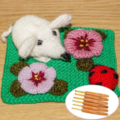 11pcs Bamboo Wood Handles Small Crochet Hooks for Fine Yarn & Lace Knitting