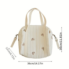 Quilted Mommy Diaper Bag Large Handbag Embroidery Stroller Organizer