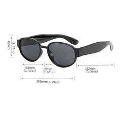 Y2K Oval Frame Sunglasses Tinted Lens Gothic Hip Hop Style Glasses