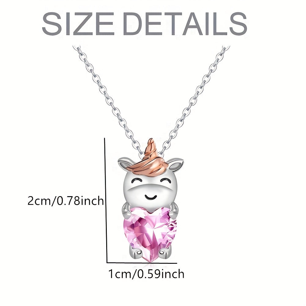 Pink Unicorn Necklace Birthday Gift for Princess Granddaughter
