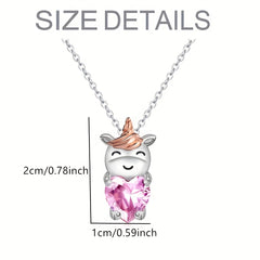 Pink Unicorn Necklace Birthday Gift for Princess Granddaughter