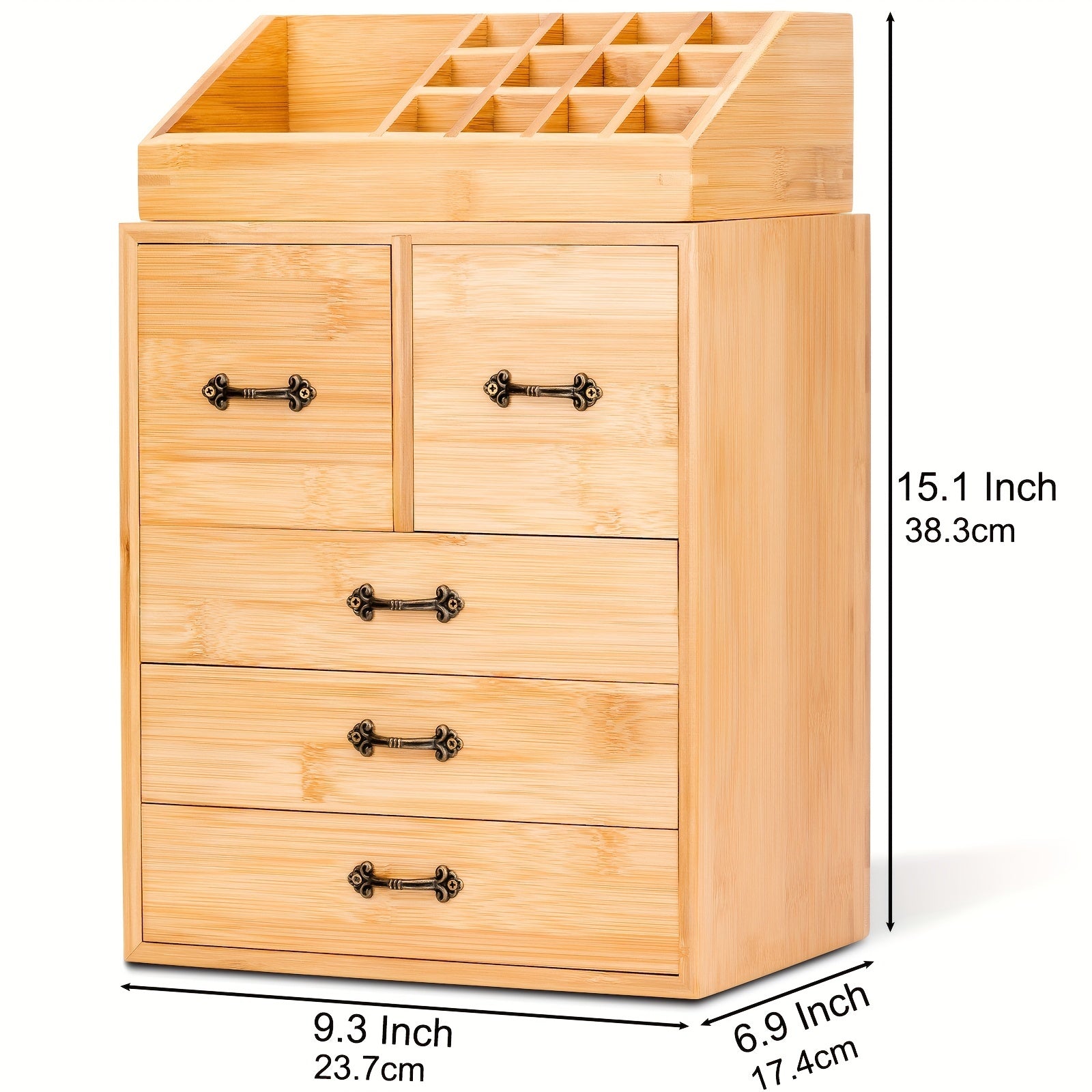 Bamboo Makeup Organizer with Drawers for Cosmetic Storage