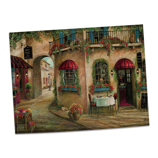 4pcs Vintage Street Pattern Placemat Linen Holiday Accessory