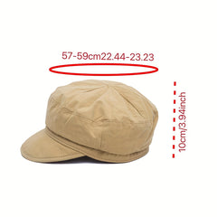 Flat Top Octagonal Hat Spring Summer Navy Hat Khaki Peaked Cap