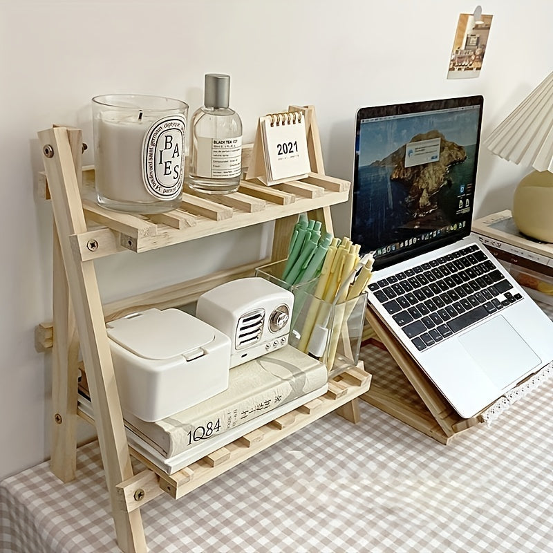 Desktop Organizer Shelves Trapezoidal Desk Display Rack