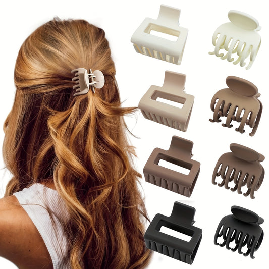 8pcs Matte Rectangle Hair Claw Clips Non Slip Jaw Clips for Thin Medium Fine Hai