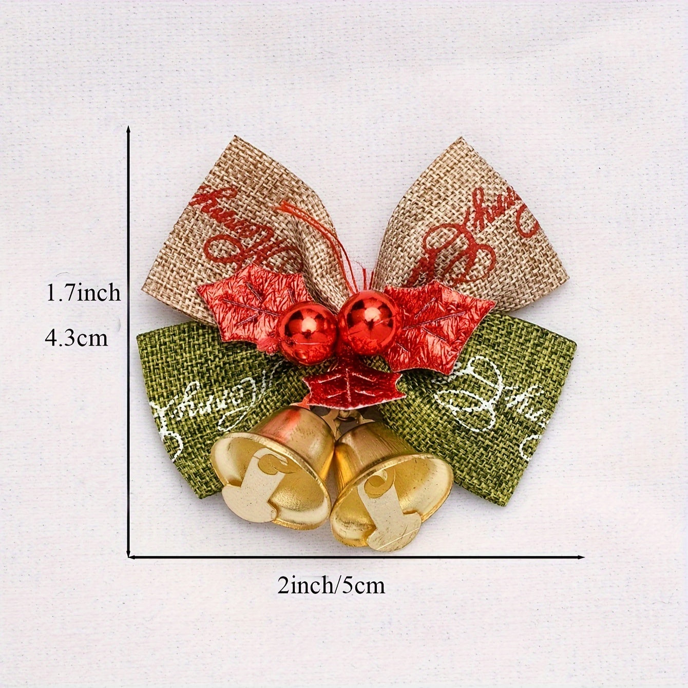 Polyester Christmas Bells with Block Bow Hanging Ornaments for DIY Gift Wrapping