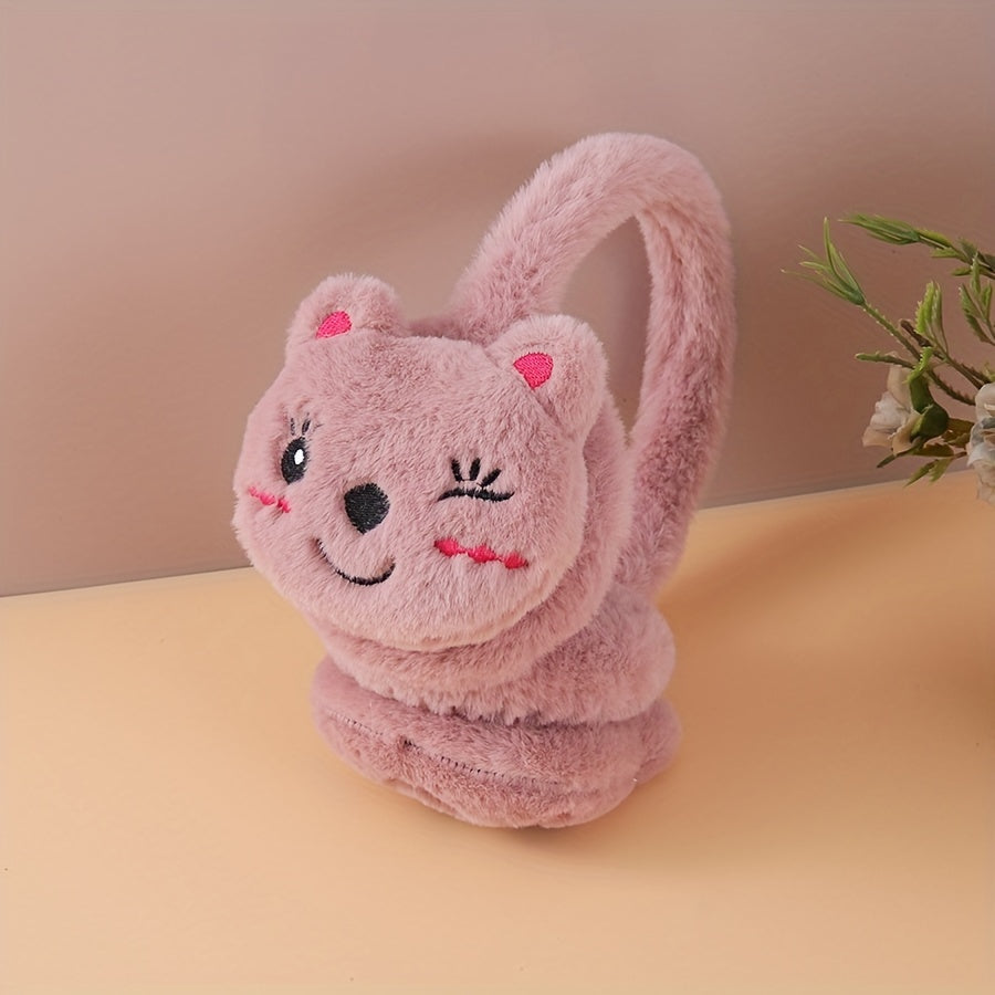 Women's Winter Earmuffs Soft Fluffy Ear Warmers Pastel Pink