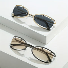 Y2K Wrap Around Sunglasses Futurism Metal Frame Sun Glasses