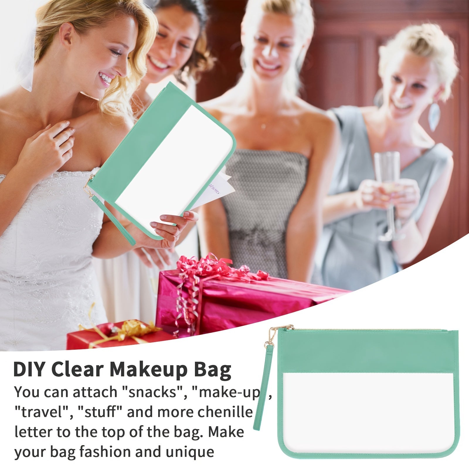 Clear PVC Flat Pouch Cosme Bag with Wristlet