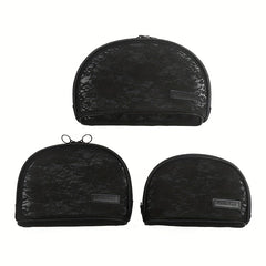 Floral Mesh Makeup Bag Women Breathable Zipper Pouch Toiletry Travel Organizer