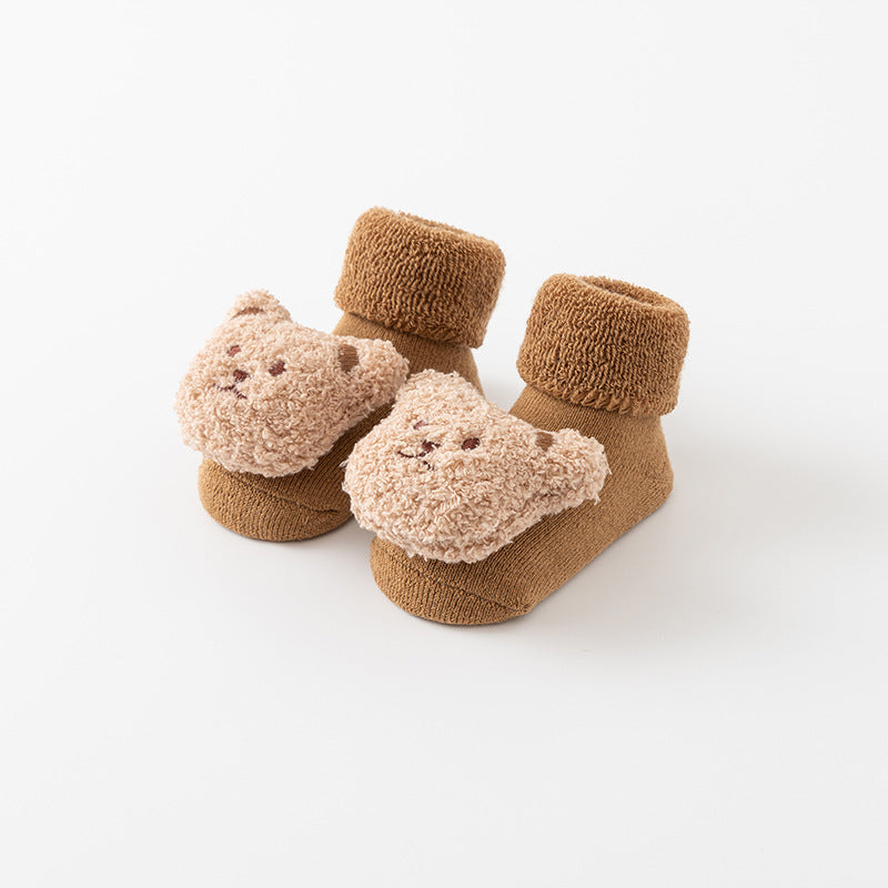 Adorable Bear Decorated Non Slip Socks for Kids